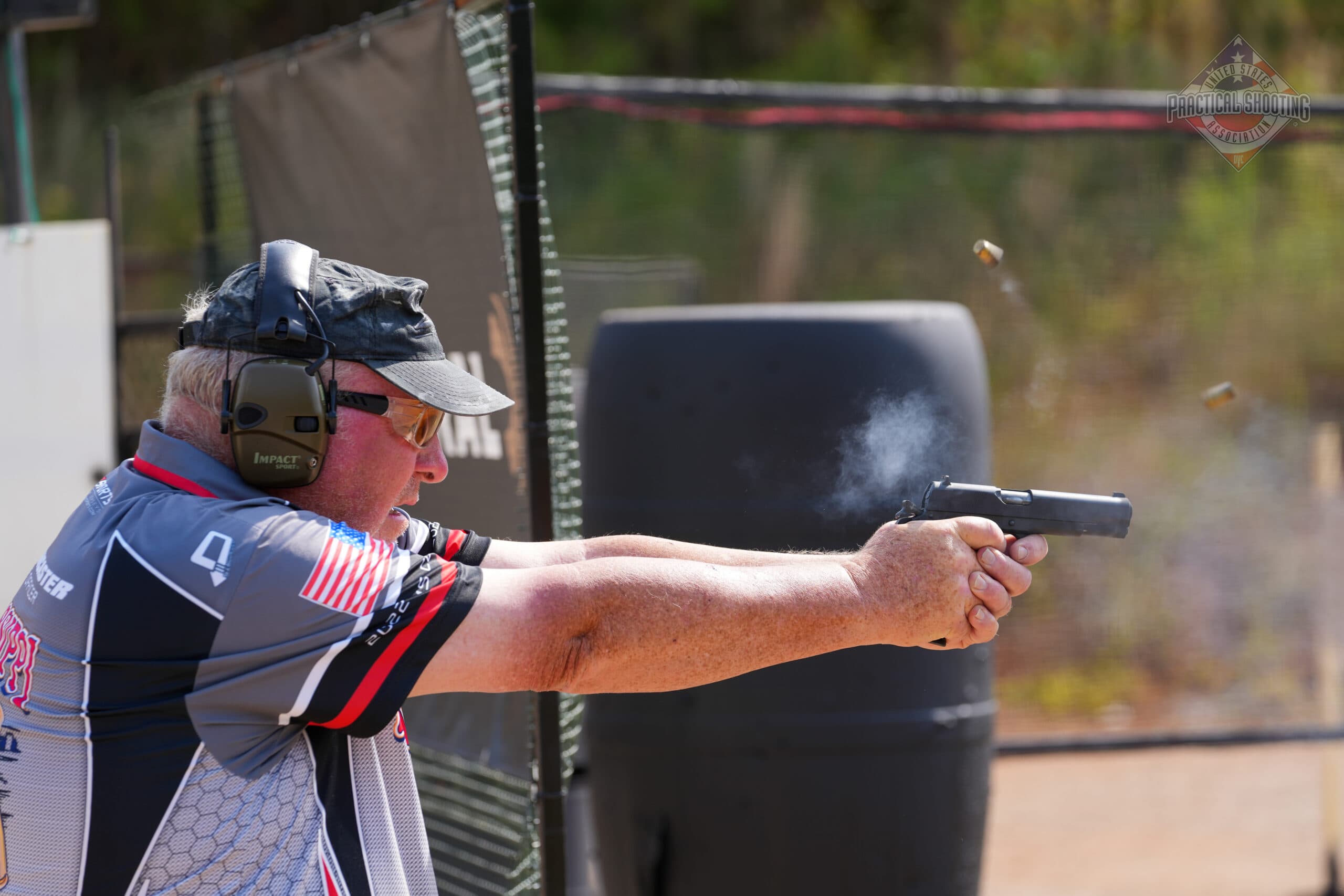 Practical shooting competitor at a USPSA match