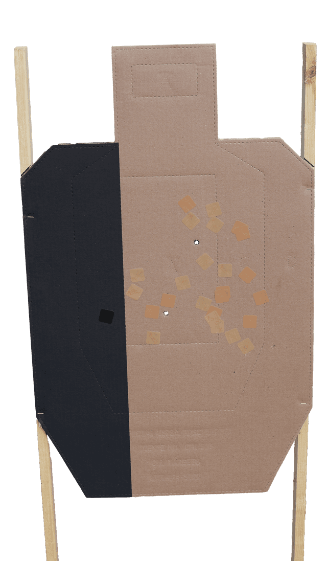 USPSA cardboard shooting target used in hit factor scoring